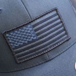 SnapBack Trucker Cap With Embroidered USA Flag Patch And Pin 