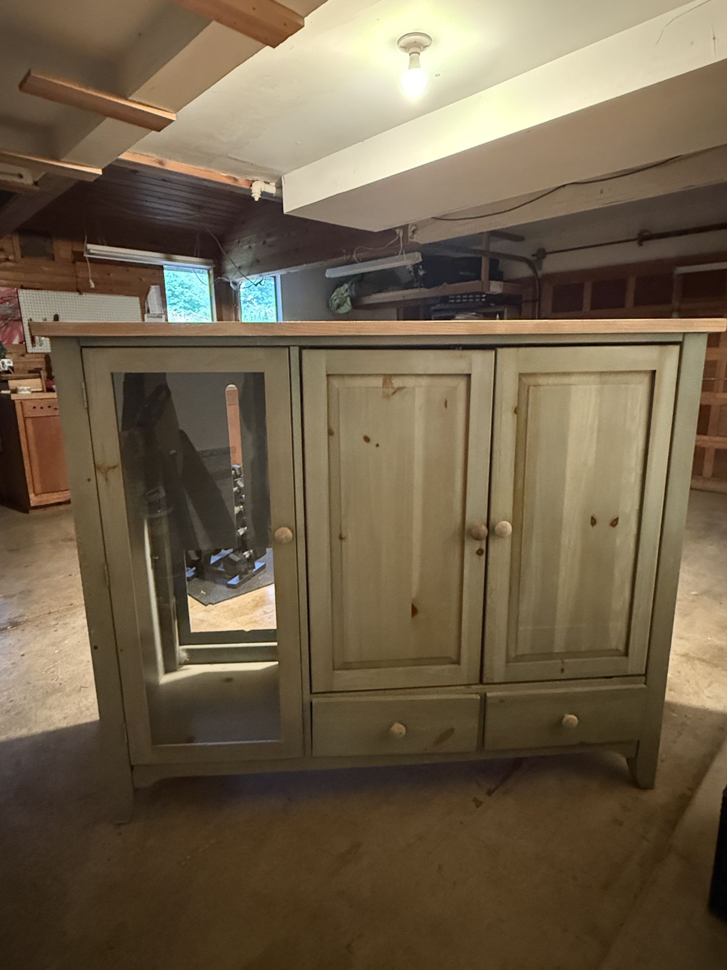 Sage Green Natural Wood Dresser / TV Console