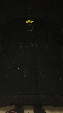 Guapi Black Rhinestone Lace-Up Jersey Shirt