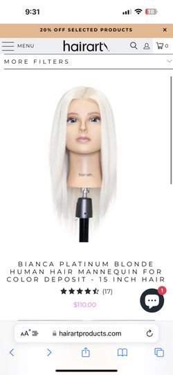 Hairart Platinum Blonde Doll Head