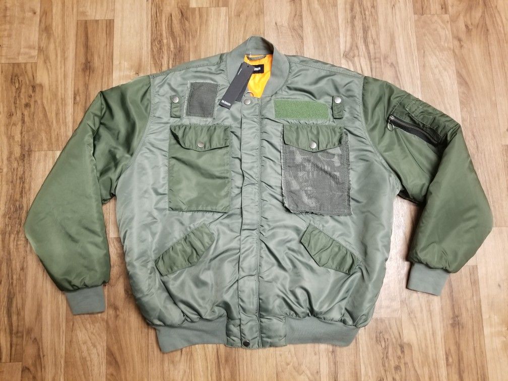 NWT $ 425.00 Hudson Jeans Echo Oversize Bomber Jacket Coat Olive