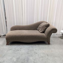 Sage Patterned Fabric Chaise Lounge with Pillow