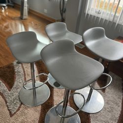 Set of 4 Gray Bar Stools