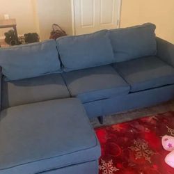 Beautiful Elegant Upscale Luxury Blue L shape sectional Sofa 