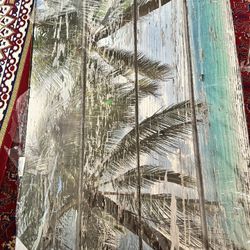 wall26 Canvas Print Wall Art Palm Tree Duo on Tropical Beach