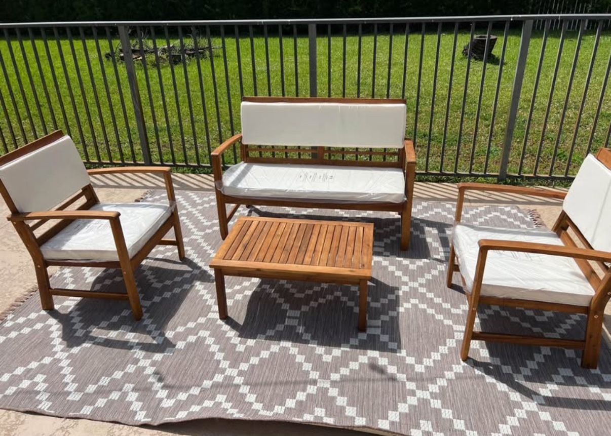 Brand New Acacia Wood Outdoor Patio Furniture Set