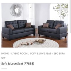 Black Sofa And Love Seat Set 