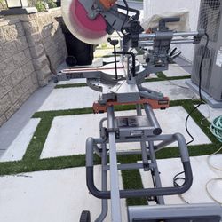 Ridgid Double Bevel Compound Miter Saw With Wheeled Stand