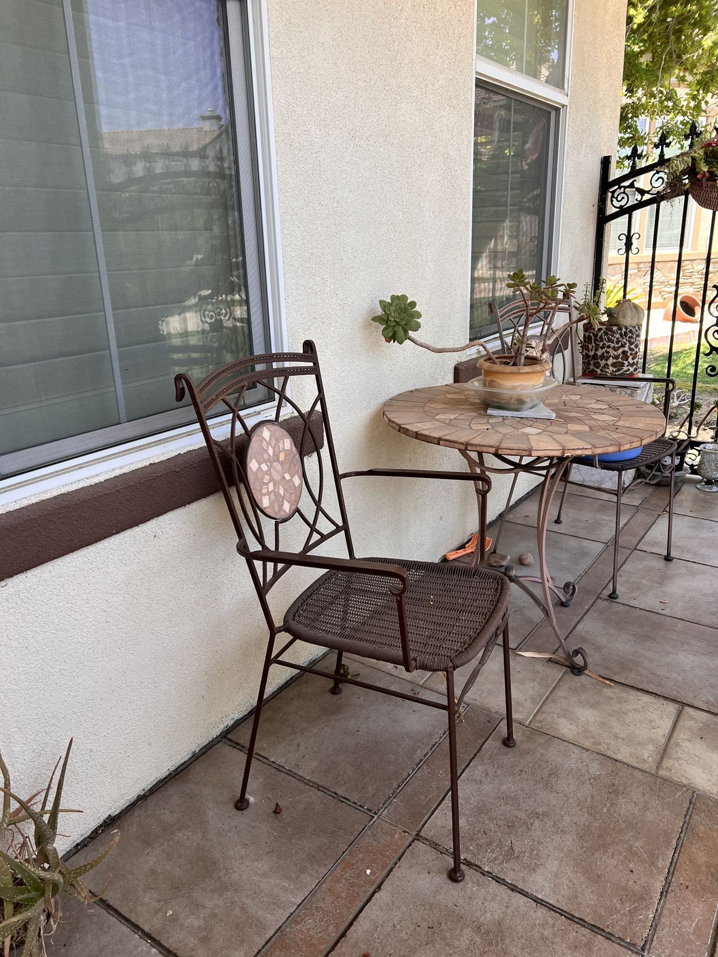Vintage Outdoor Metal Patio Chairs And Table Set