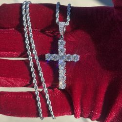 Moissanite Tennis Cross Pendant 