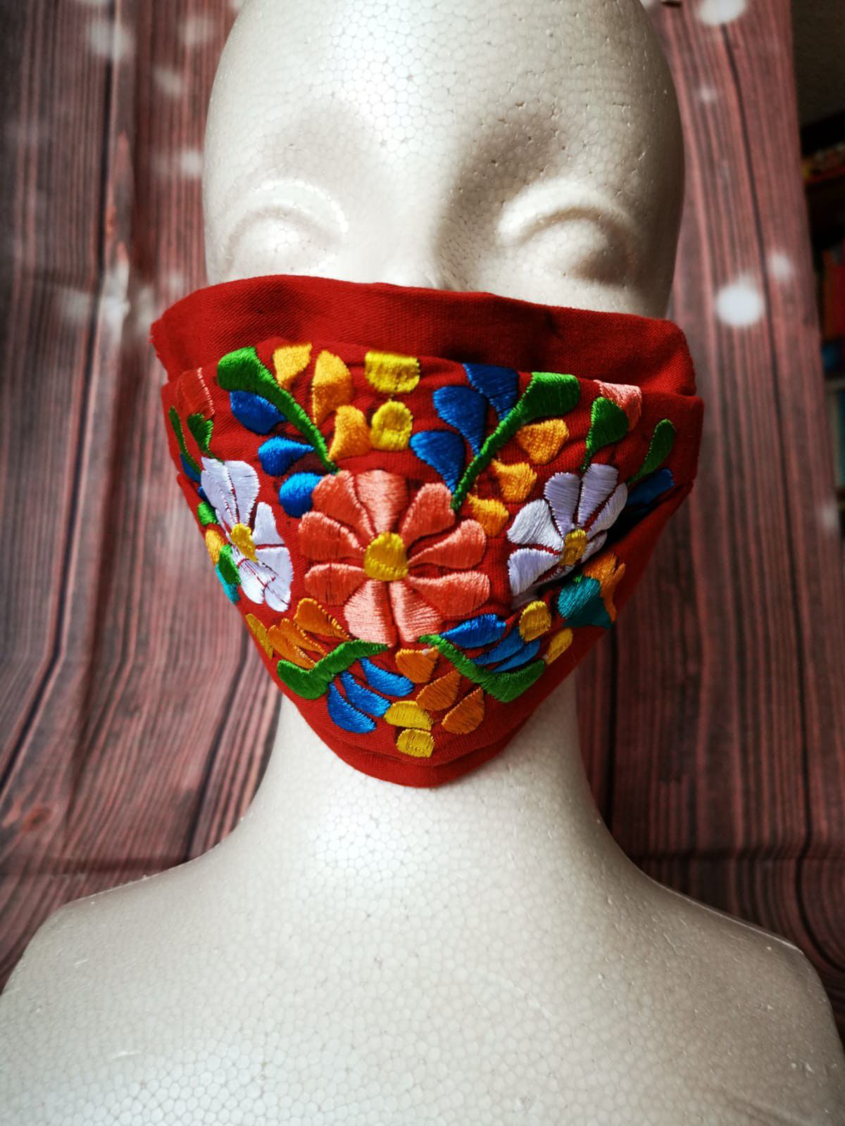 Adult Face mask, Facemask (Mexican Flowers: tabique): Hand made mask, reversible, reusable, washer and dryer safe.