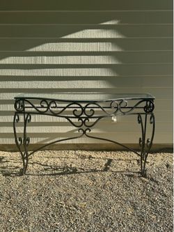 Wrought Iron & Glass Console Table – Indoor or Outdoor