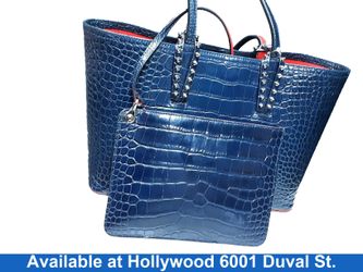 Christian Louboutin Navy Crocodile-embossed Blue Purse / Handbag