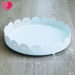 White Eyelet Scalloped Lace Edge Cupcake Cake Stand Dessert Treat Tier Tray Laser Cut Metal