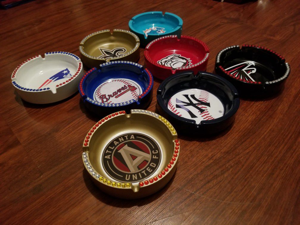 Custom Ash Tray 4 Man Cave*Home*Office*Sports Bar*Gifts,Anniversaires & More-Made 2 Order*Any Team any Sport-Hs,college, pro or Business logo & More