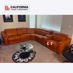Modern Breathing Leather Reclining Sectional Sofa Set/ Living Room Set