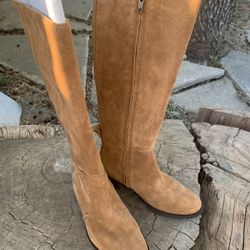 UGG Leigh Chestnut Suede Equestrian Riding Knee High Zip Tall Boots Size 6.5 Women