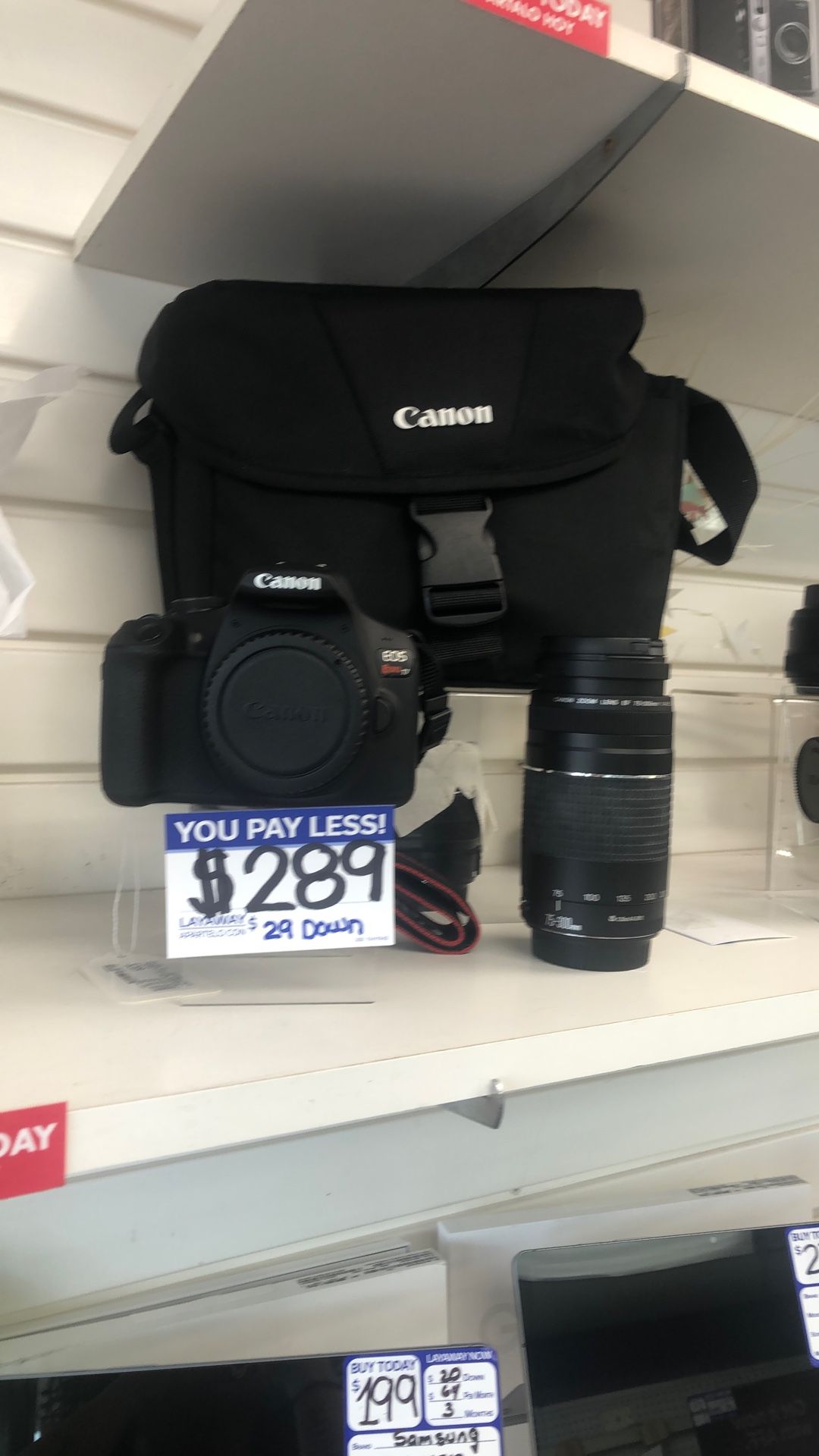 Canon Camera With Bag And Zoom Lens