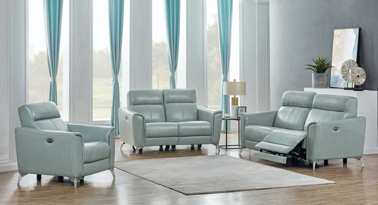 Top grain leather 3 Pc reclining sofa loveseat chair
