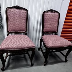 Victorian Carved Rosewood Dining Chairs, 1850s, Set of 2