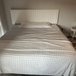 White King Size Bed Frame w/ Mattress