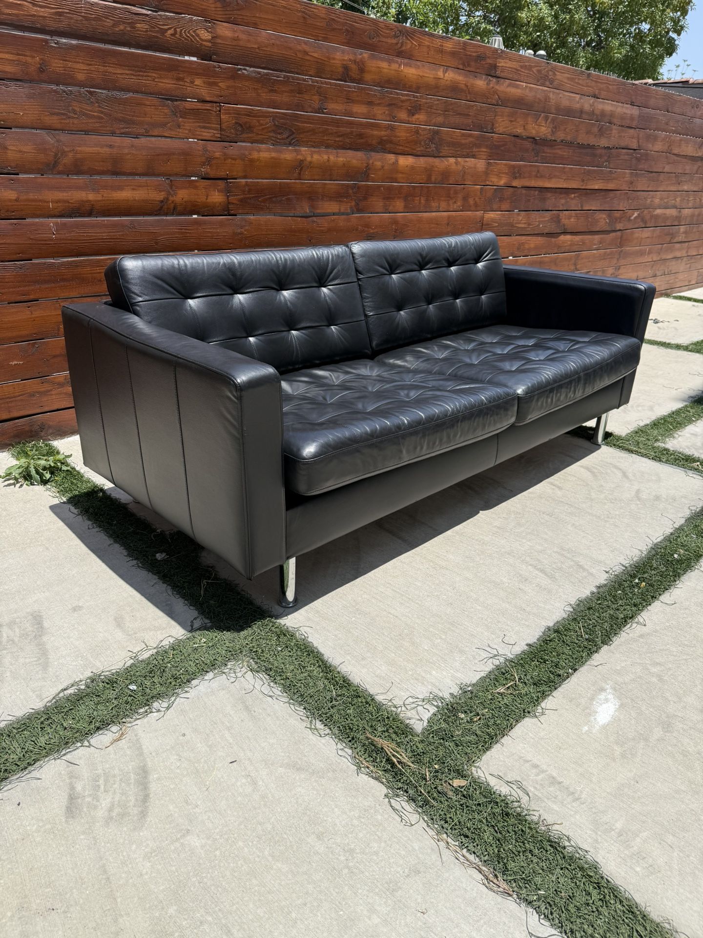 IKEA Morabo Black Leather Sofa