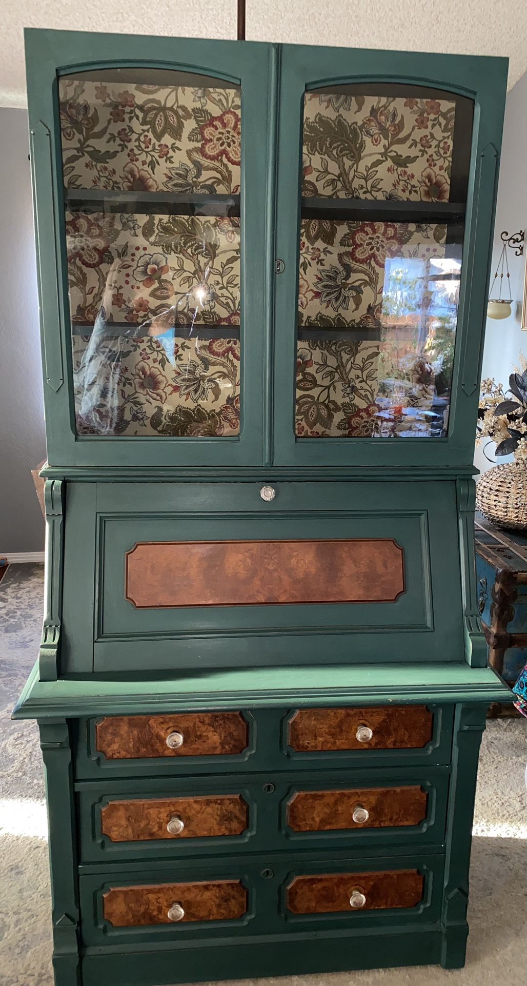 Antique Shabby Modern Eastlake Secretary Desk with hutch-price firm