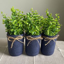 Chalk Painted & Distressed Mason Jar Vases 3 For $18