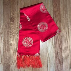 Asian Red Silk Scarf