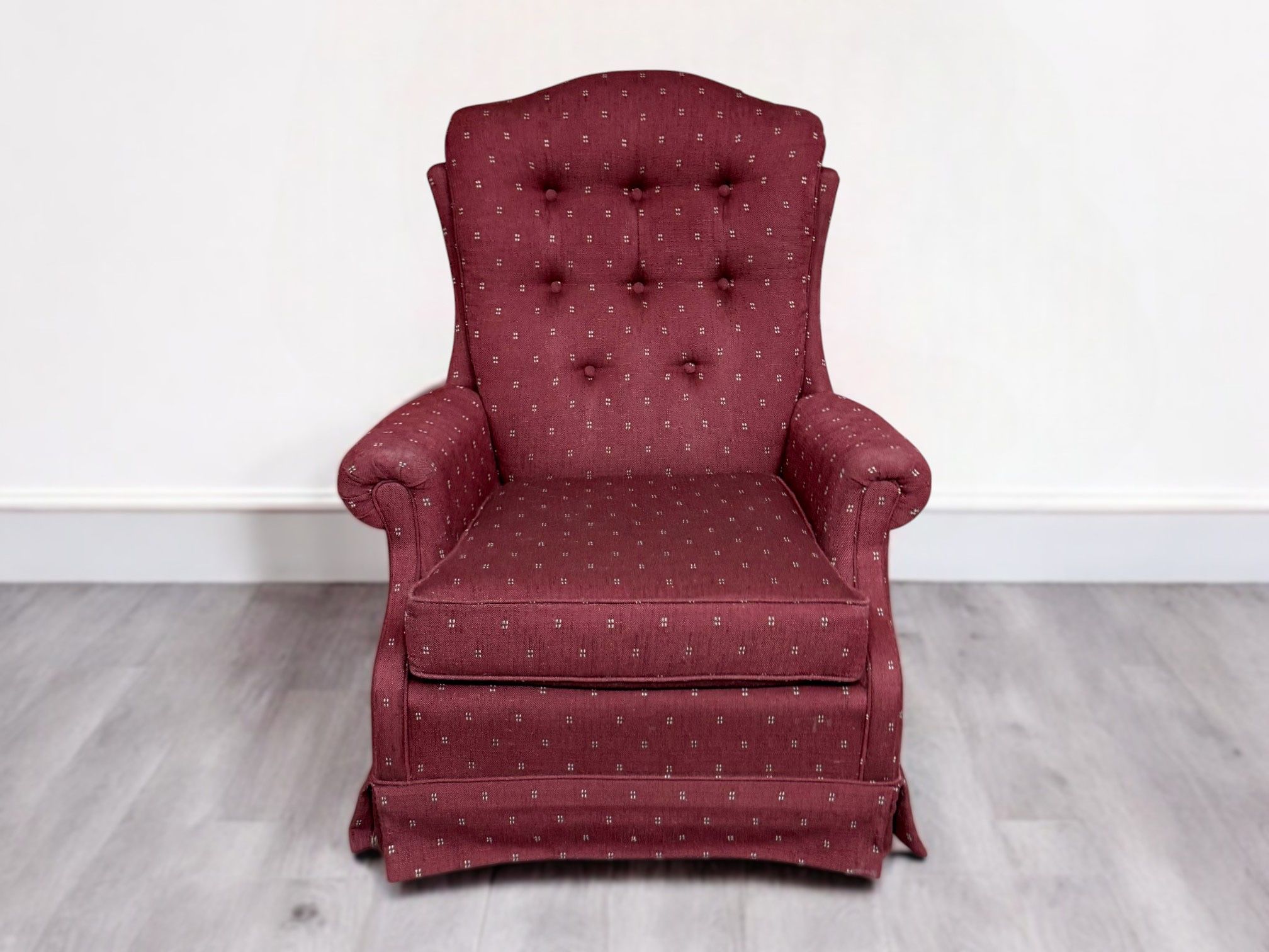Mastercraft of Omaha Red Fabric Swiveling Armchair Rocker