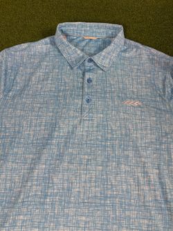 Cutter & Buck Mens Blue White Crosshatch Golf Polo Shirt Embroidered Logo