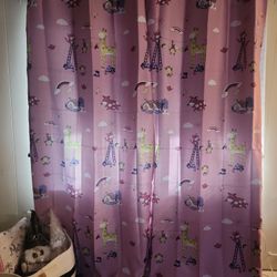 Curtains With Prints ( Kids Pink )