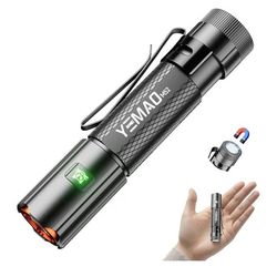 Emergency EDC Flashlight,Rechargeable 1500LM Mini Light - 6 Modes with Magnet/Clip,Portable Pocket-Sized Keychain Flashlight, IP6 Waterproof LED Torch