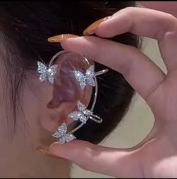Butterfly Clip Earrings Without  Piercing Silver Fashion