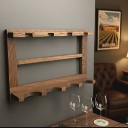 Vintage Oak Wall Wine Rack 18 In X 12 in Beautiful! 