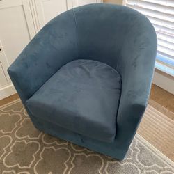 Barrel Swivel Accent Blue Chair