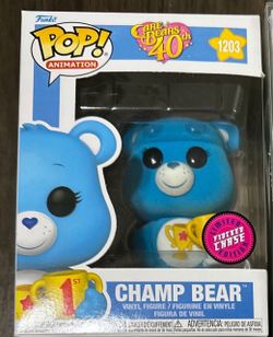 Rare Funko Pop Care Bears Champ Chase Flocked