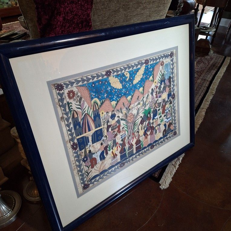 MEXICAN LATINO AMATE FOLK ART - CLAUDIA MARULO A PAINTING