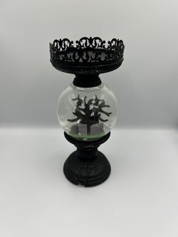 Bath and Body Works Water Globe Cemetery Pedestal 3 Wick Candle Holder 