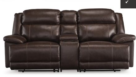 VonKurt Power Leather Reclining Modular Loveseat with Console