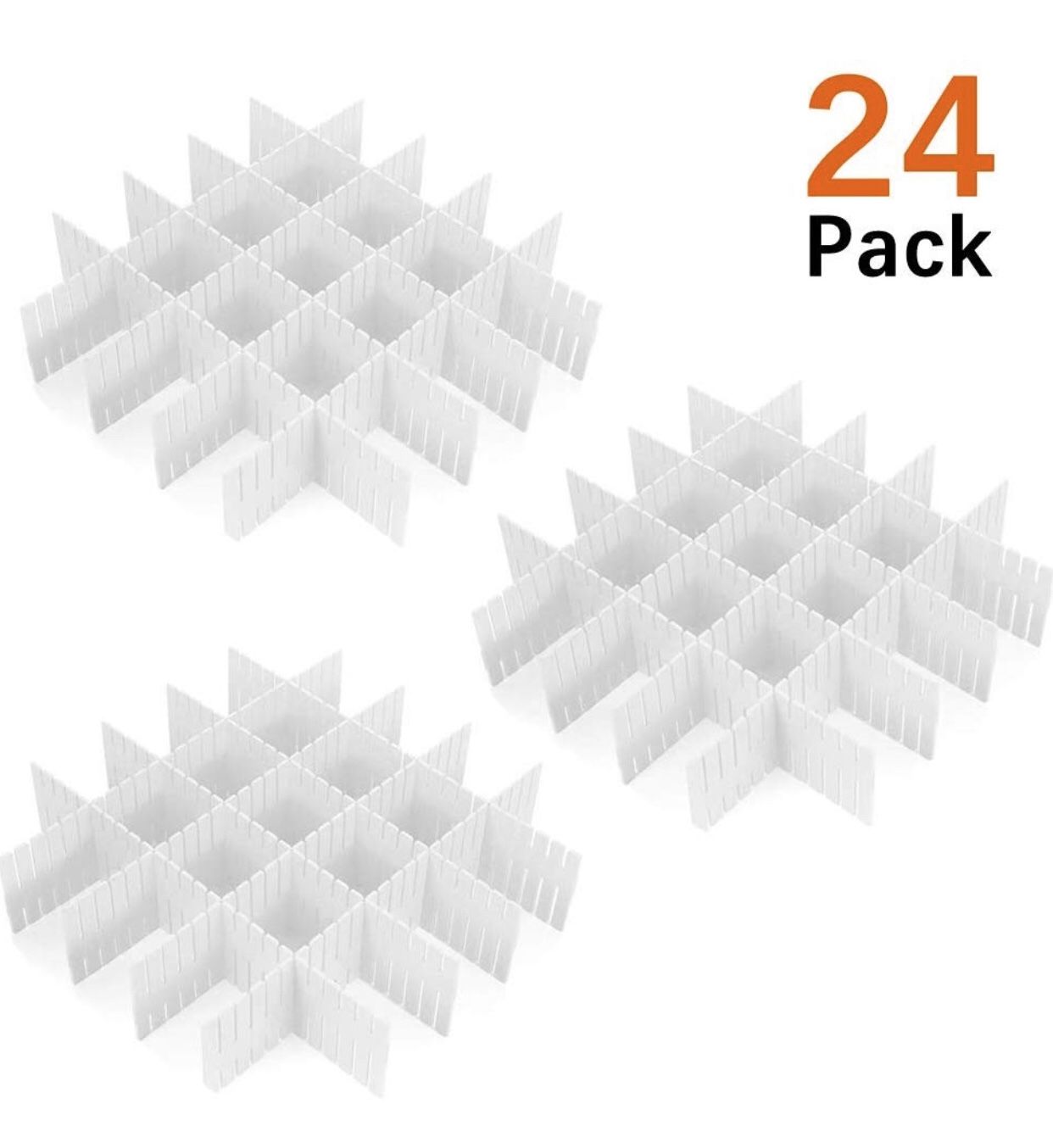 “24 Pcs Plastic DIY Grid Drawer Divider Household Necessities Storage Thickening Housing Spacer Sub-Grid Finishing Shelves for Home Tidy Closet Statio