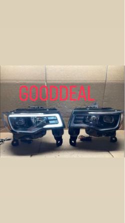 #OH80 2017-2022 Jeep Cherokee Black Switchback LED Halogen Headlight Pair lamp light