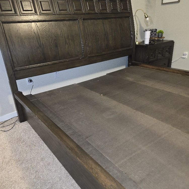 Solid King Bed Frame w/ Storage