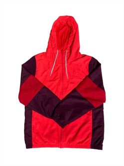 Women’s PINK Red and Purple Colorblock Windbreaker Jacket, XS