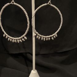Silver Beaded Earrings NEW IN BOX