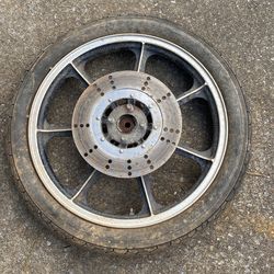Vintage aluminum Kawasaki, rim, and brake rotor S – 1027 made in Japan 19 x 1.85.