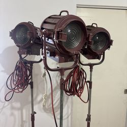 Vintage Hollywood Studio Spotlights - Mole Richardson Type 407 w Tripods