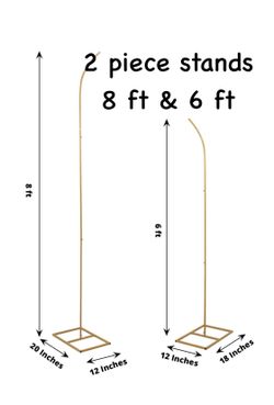 DIY balloon Arch stands. Metal gold arch 2 pieces 6 ft and 8 ft tall.