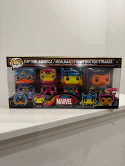 Funko Pop Marvel Black Light 4-Pack Target Exclusive - Captain American/Iron Man/Thor/Dr Strange