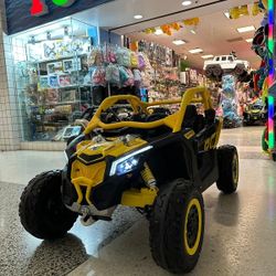 can-am maverick 24v 4x4 Remote control leather seats shocks soft tires screen for videos shocks led lights rubber EVA tires canam kid car carro de niñ